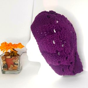 Purple slouchy crochet hat